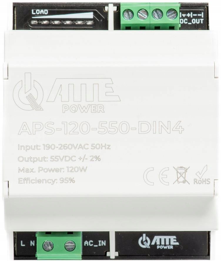Impulzný napájací zdroj 55V 120W v puzdre DIN4 Atte APS-120-550-DIN4