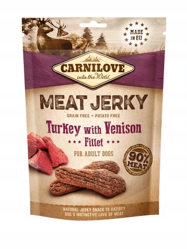 4x Carnilove Pamlsek Jerky Fillet Krůta Zvěřina 100g
