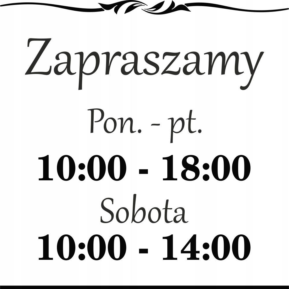 

Naklejka godziny otwarcia Zapraszamy drzwi 30cm