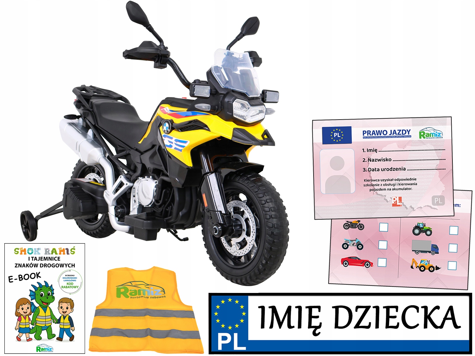 Motor Dla Dzieci na akumulator Bmw F850 rejestracja imienna Prawo Jazdy