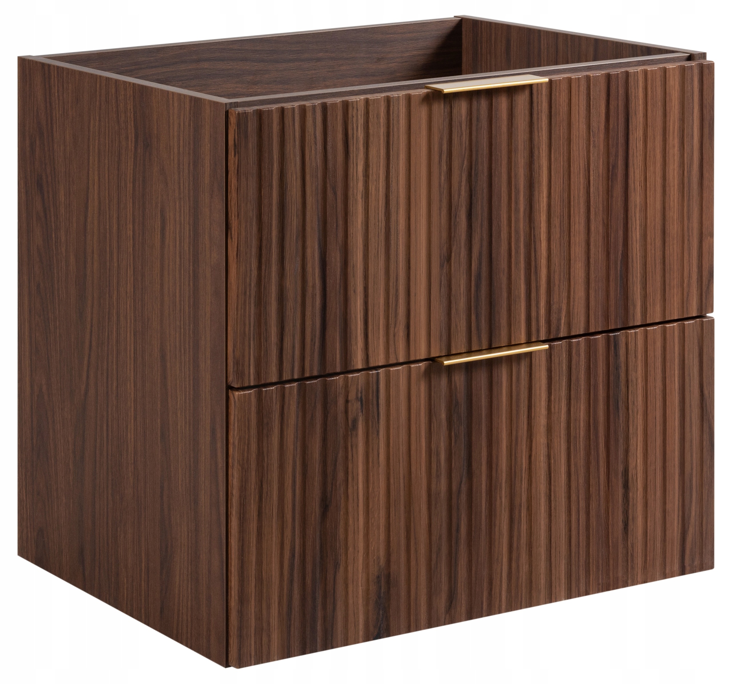 Szafka Łazienkowa pod Umywalkę 60 Cm Dąb Orzech Modne Ryflowane fronty Mdf