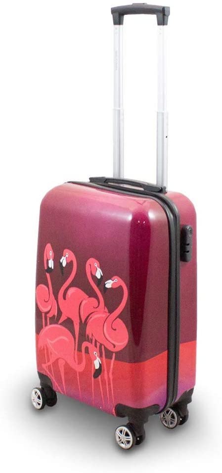 ZESTAW KOMPLET NOWOCZESNYCH WALIZEK 3D PODRÓŻNYCH M L XL WALIZKI FLAMINGO Kolor różowy