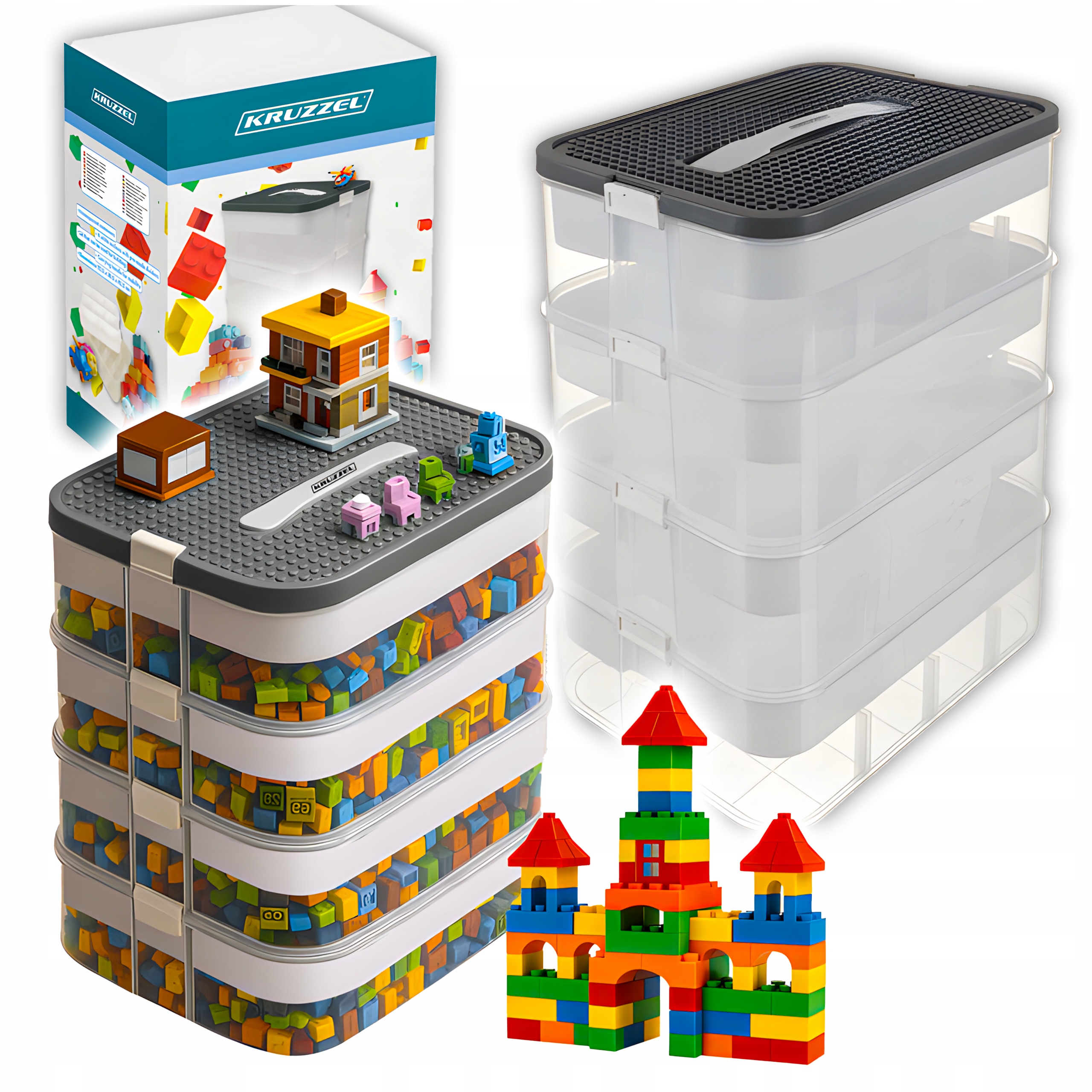 Kontejner na drobnosti Kruzzel 25758 Průhledný do regálové skříně 4položky 29 l