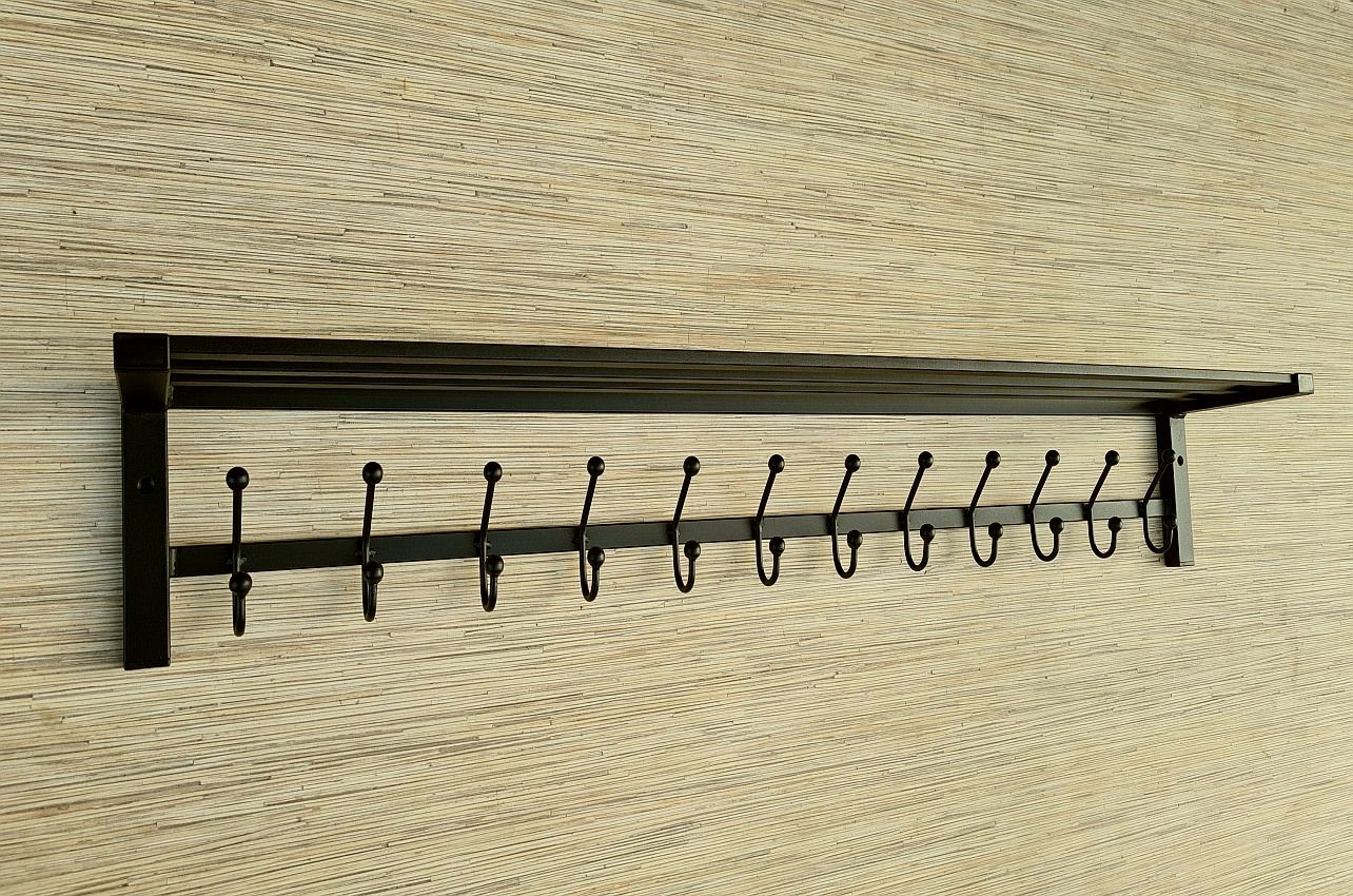 WIESZAK Z PÓŁKĄ METALOWY 120 CM Z METALU NA ŚCIANĘ Głębokość mebla 18 cm