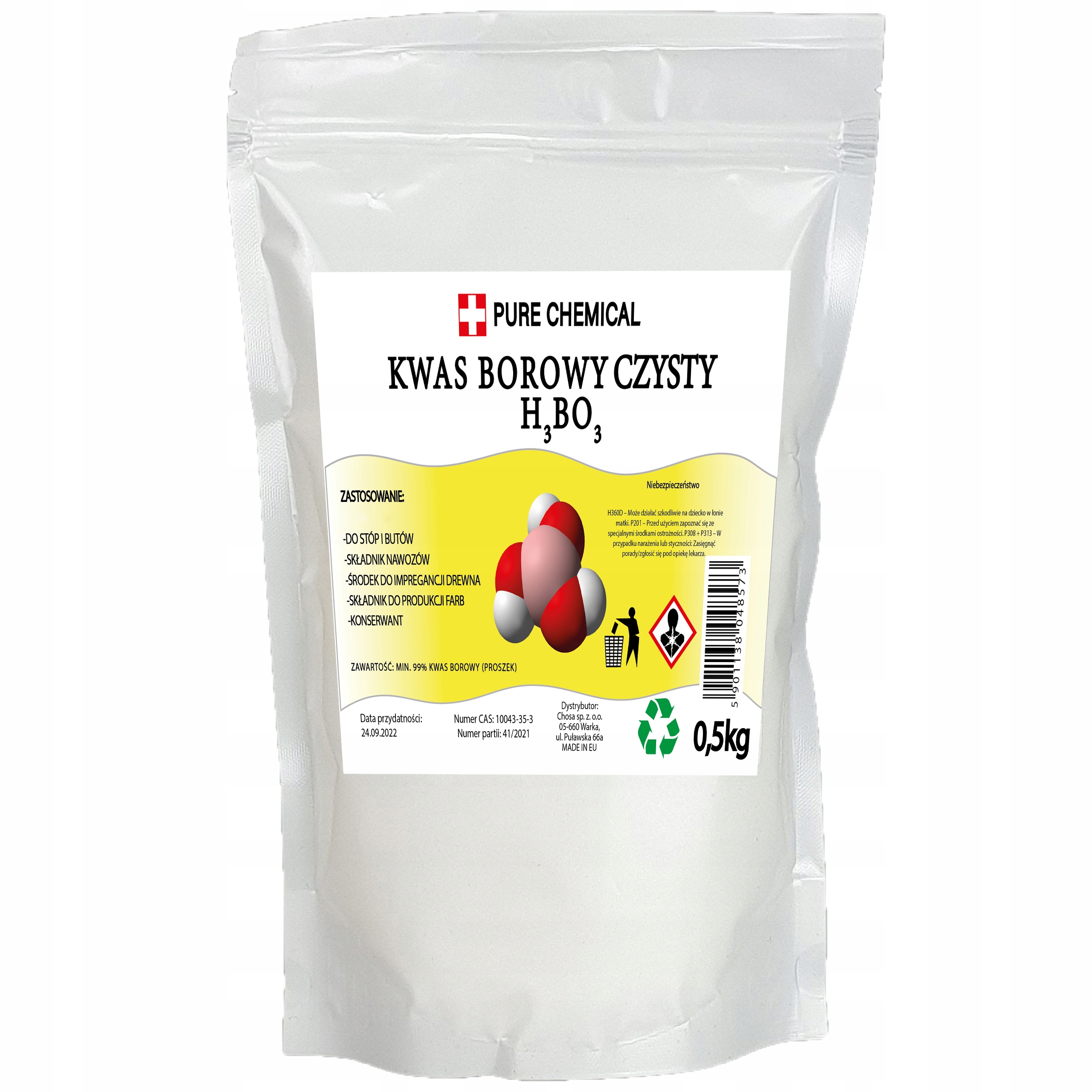 

Czysty Kwas Borowy Borny W Proszku 0,5kg