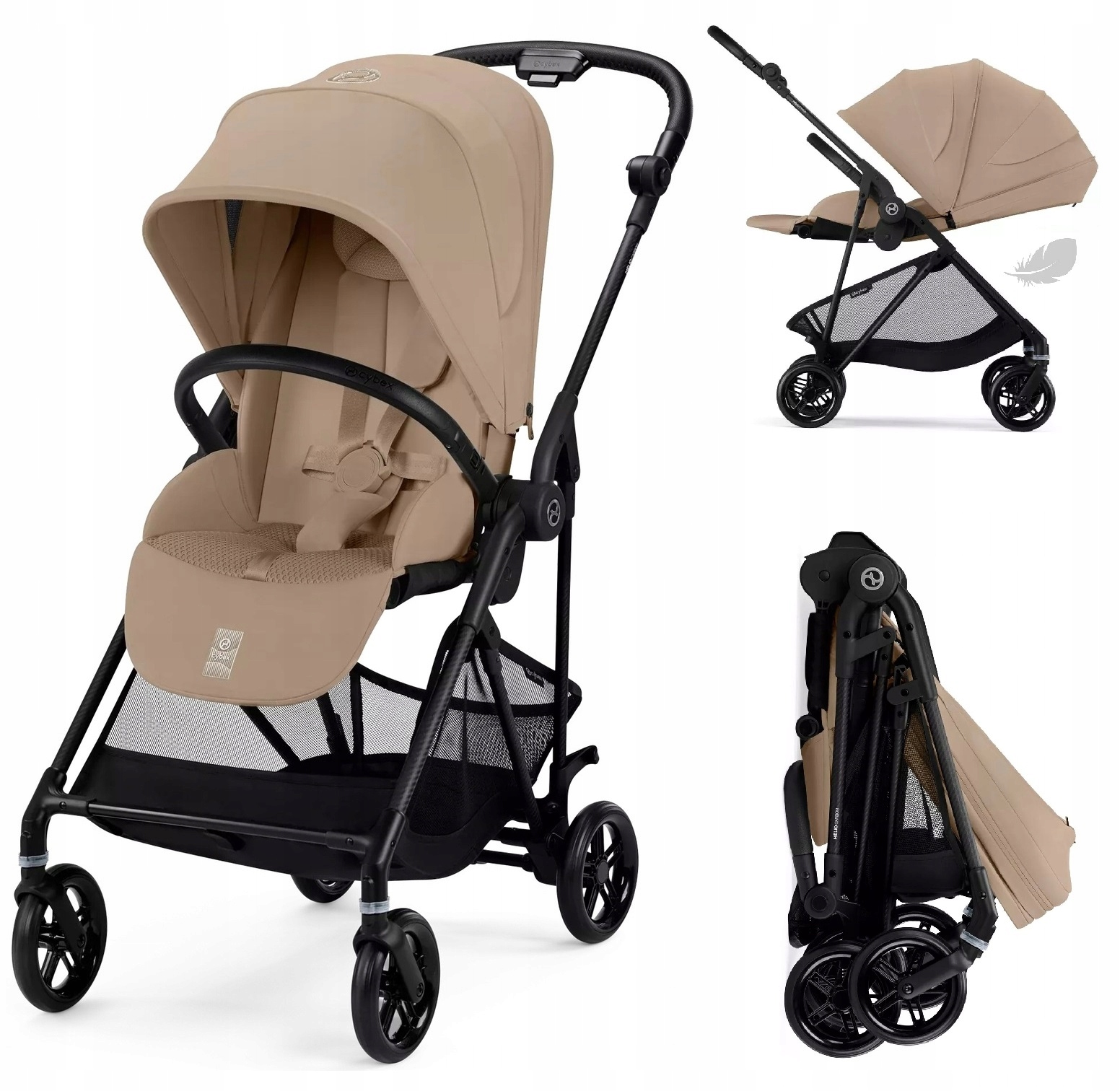 Cybex Melio Carbon 3.0 '2025 lekki 5,9kg Wózek Spacerowy tył/przód A. Beige