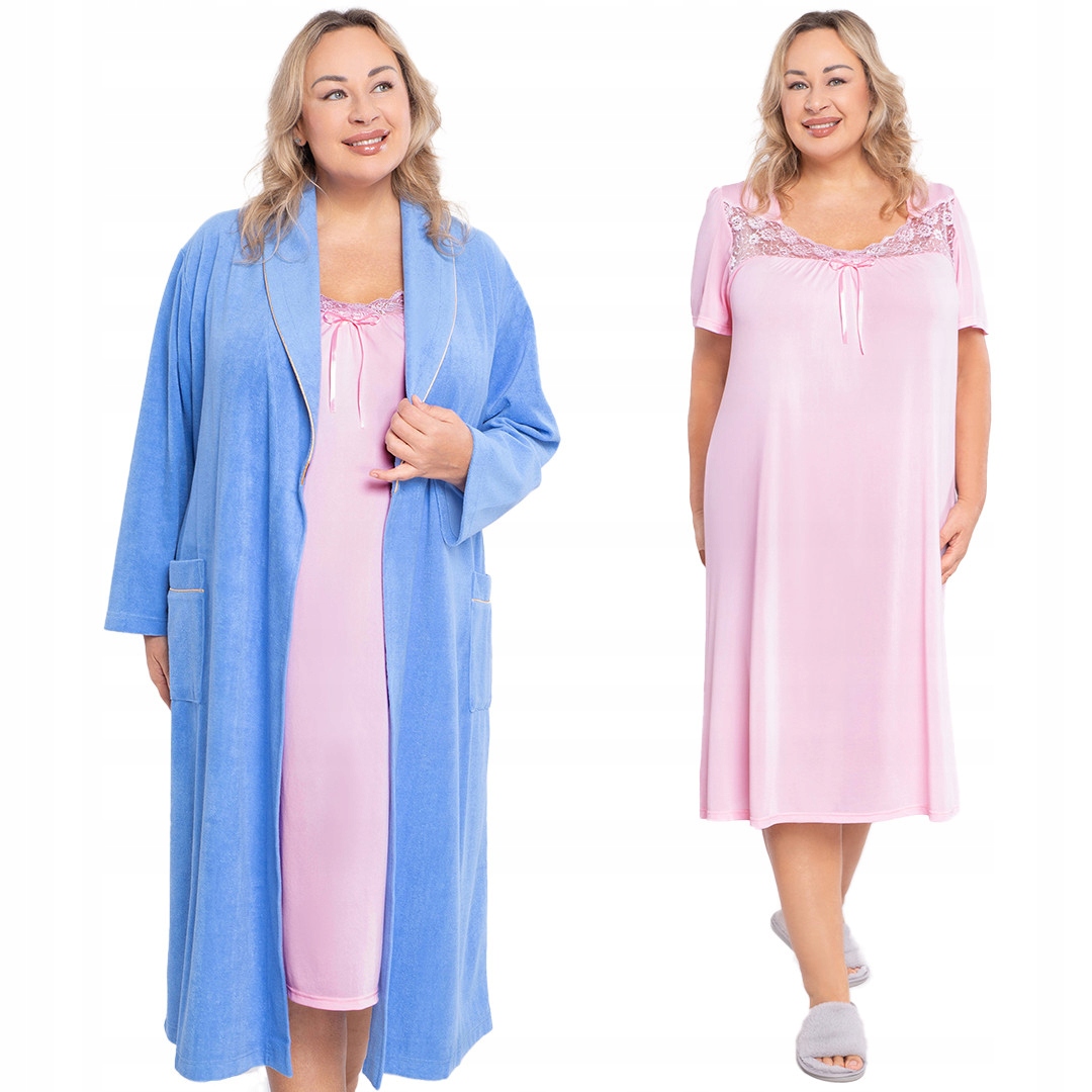 Růžová košile noční s krajkou Mewa 54