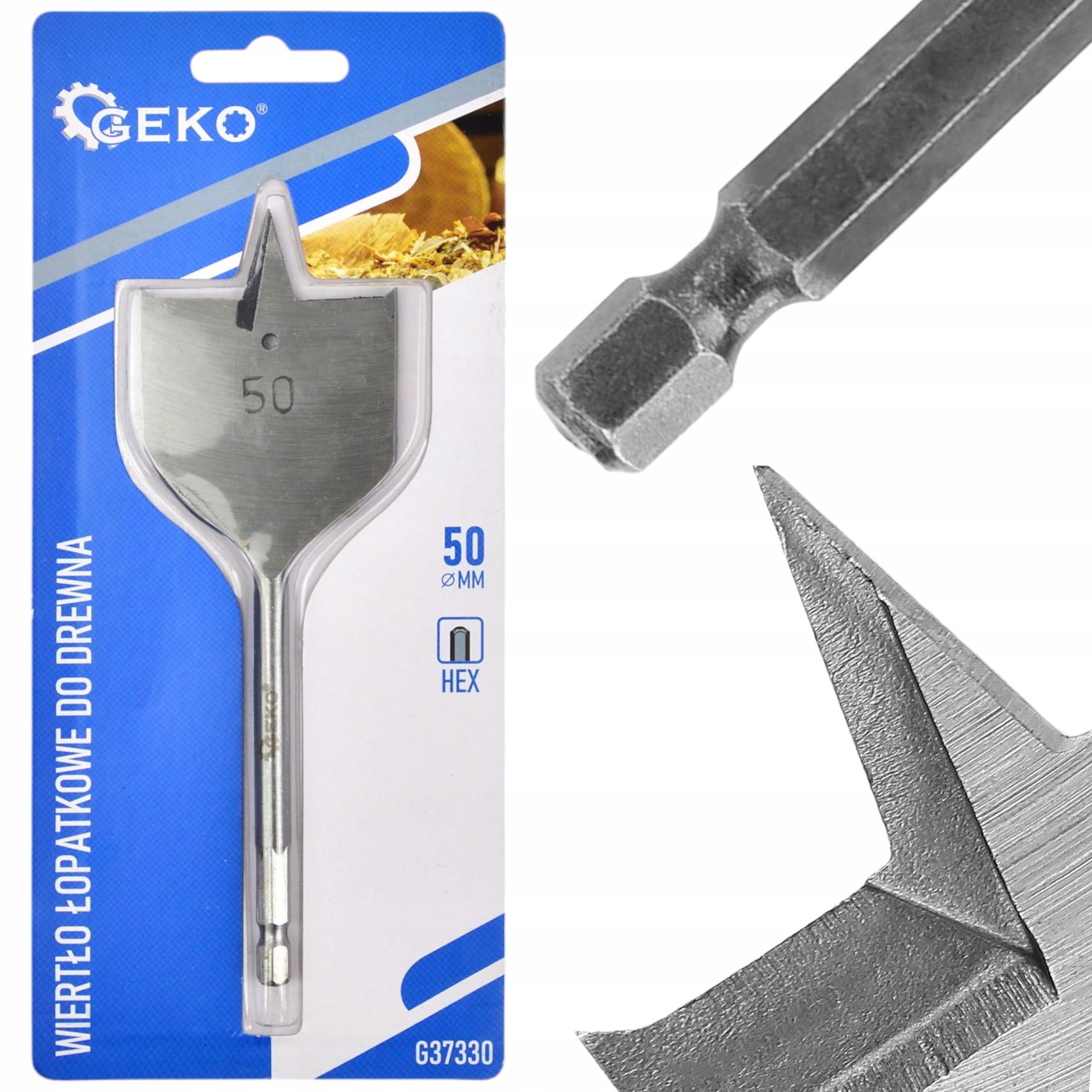 WIERTŁO DO DREWNA FORNIRU WIÓROWYCH HEX 1/4" 50 MM ŁOPATKOWE PIÓRKOWE 152mm