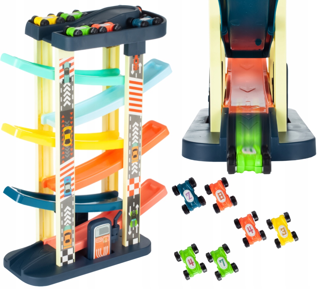 ZJEŻDŻALNIA TOR SAMOCHODOWY DLA SAMOCHODÓW + 6 AUT Płeć chłopcy dziewczynki