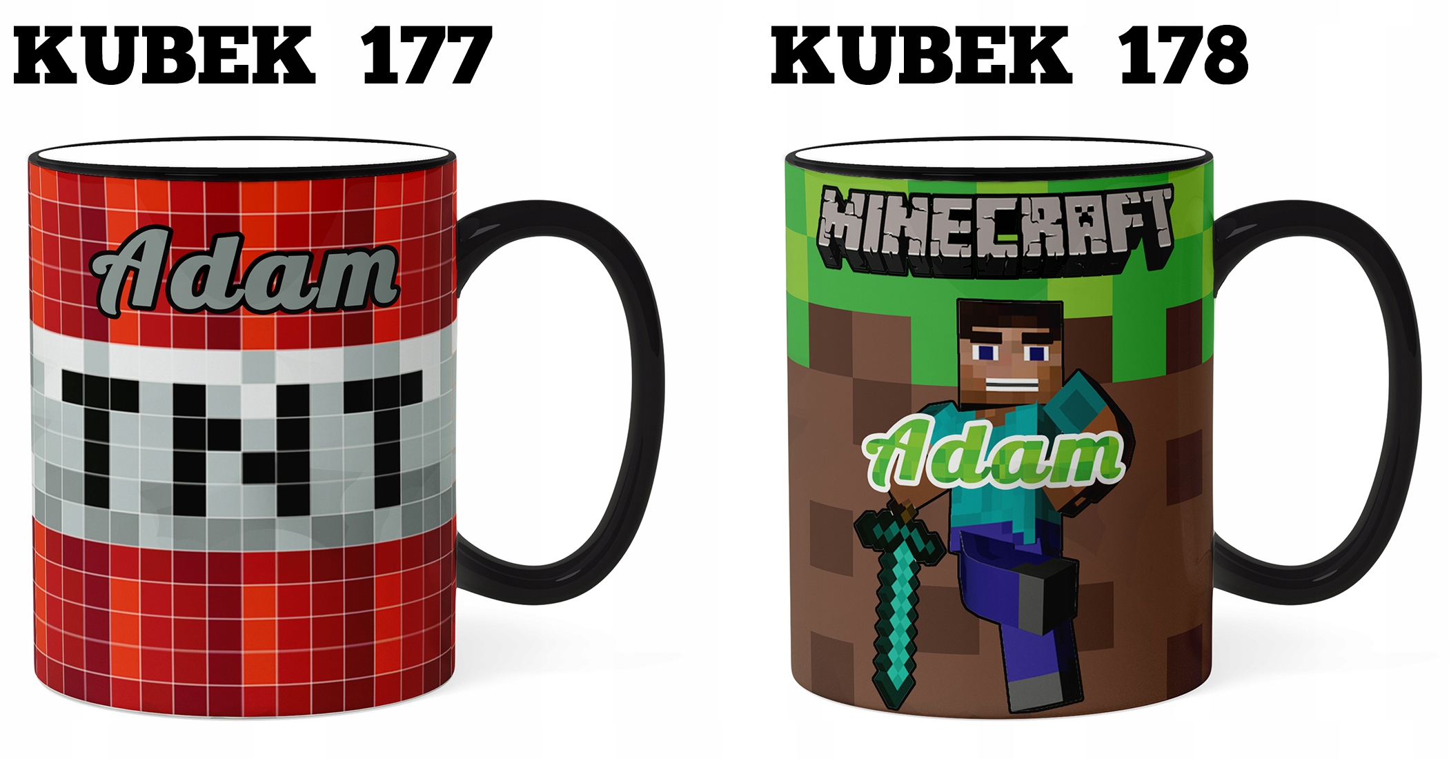 MAGICZNY KUBEK 330 ML MINECRAFT RÓŻNE WZORY+IMIĘ Kolor inny