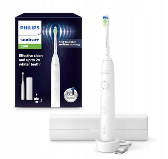 Philips Sonicare 5500 szczoteczka soniczna biała etui podróżne HX7110/02