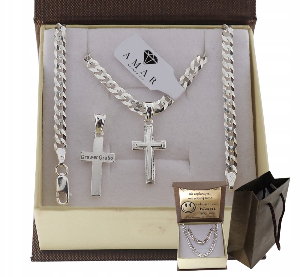 Dámský řetízkový nůž z plného Řetízek s křížem Pr 925 Gravírování Bonus