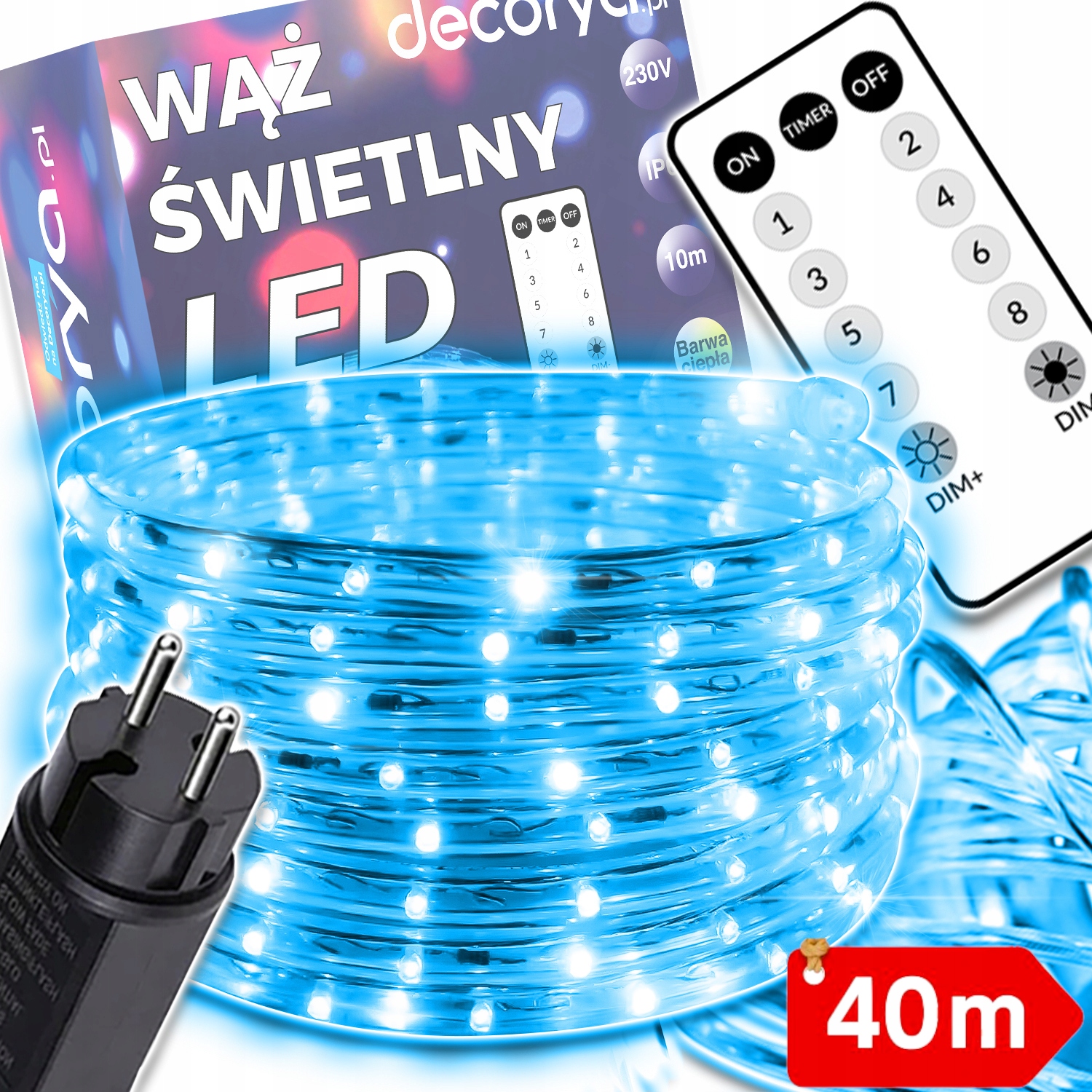 Led Venkovní Světelná Hadička S Lampičkou, Studená, 40 M, Svítící, Voděodolná, IP67