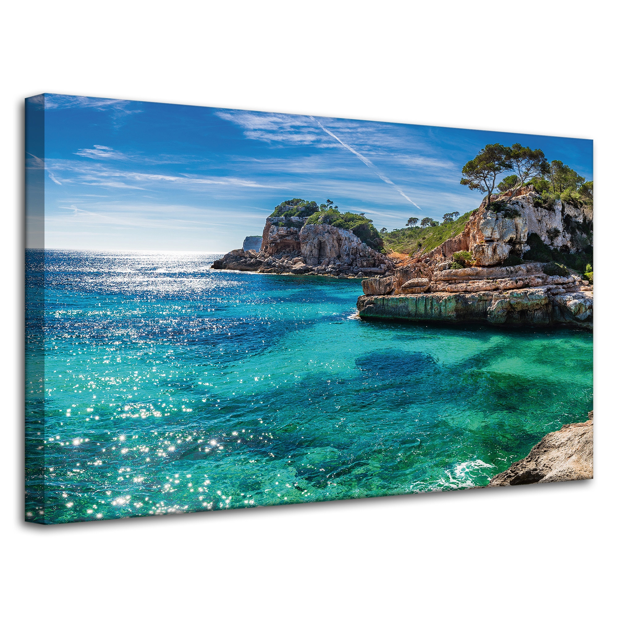 Obraz na plátně Krajina Skály Voda Stromy Slunce 80x50 cm