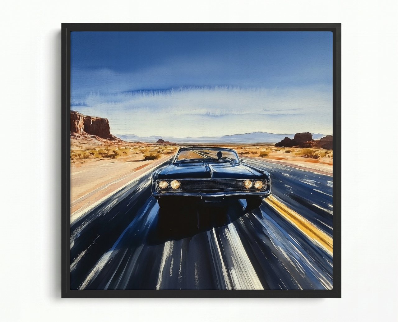 Obraz Rám American Box Muscle Car Poušť Cesta Vintage Retro Usa 60x60