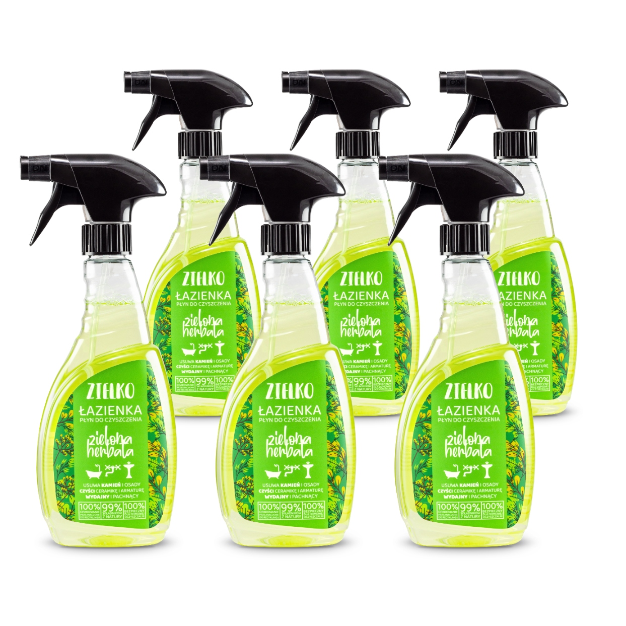 Levně Zielko Sada Tekutý prostředek do koupelny Zelený Čaj 6x500ml (5+1 bonus)