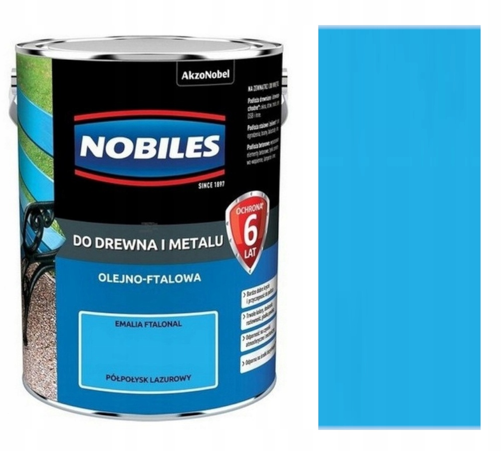 Nobiles Ftalonal Barva Na Dřevo A Kov 5L Pololeská Azurová