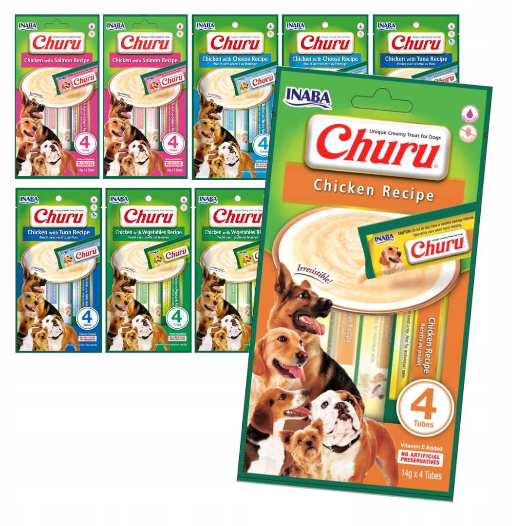 Levně Inaba Dog Churu Mix Chutí 40x14g Psí Pamlsek Kuřecí Losos Tuňák