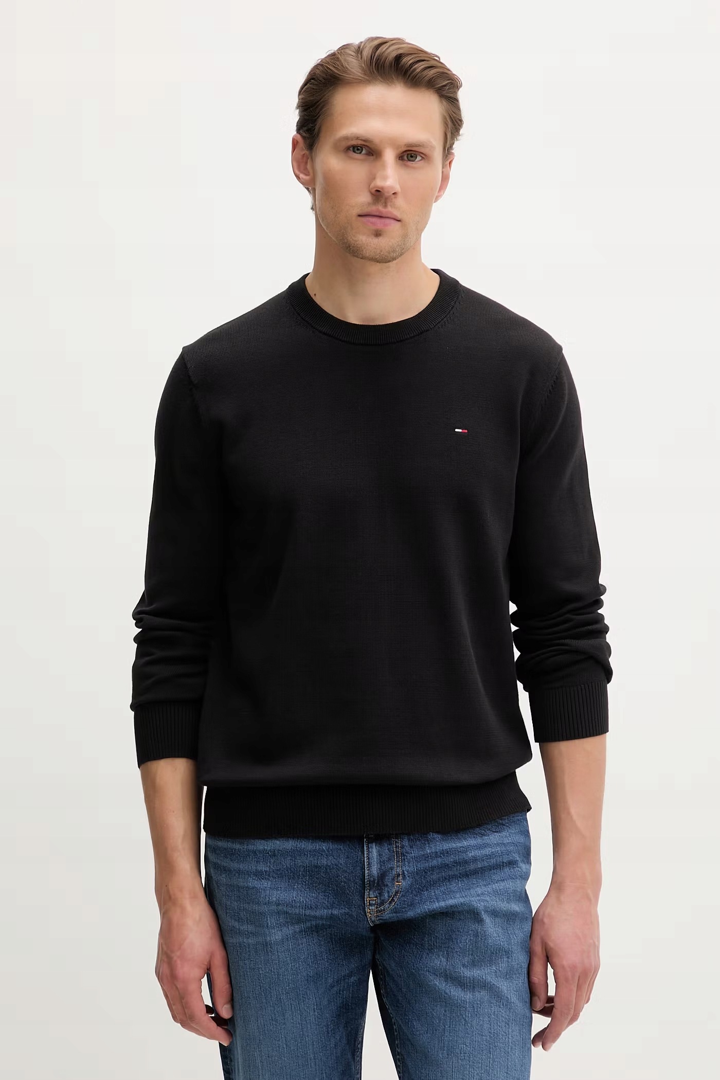 Tommy Jeans Pánský bavlněný svetr černý DM0DM22853 L