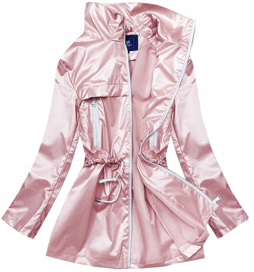 Lehká Kostkovaná Bunda AG5-017 Růžová L (40)