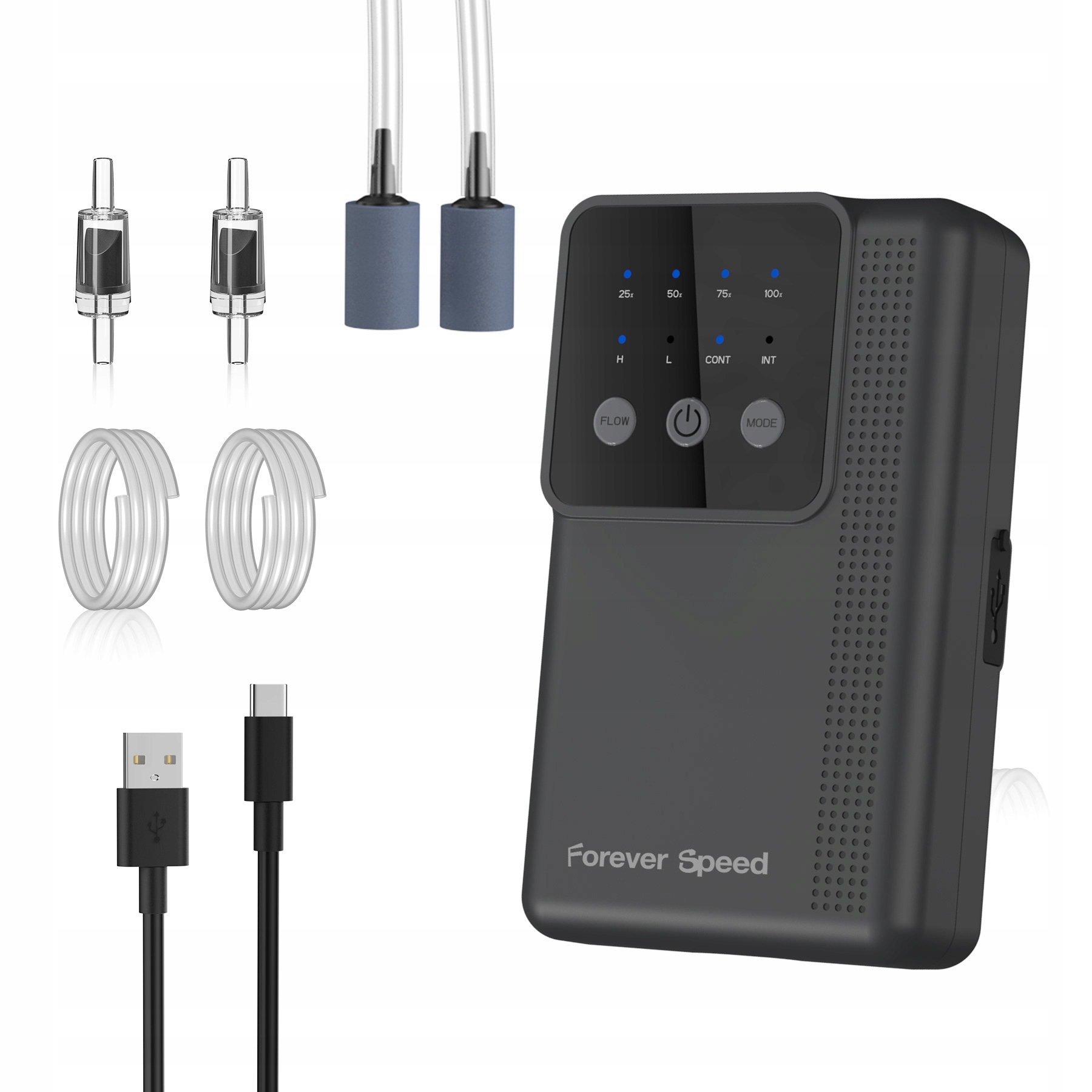 Levně Přenosná Vzduchová Pumpa Do Akvária S Regulací Výkonu 4400 mAh 3 W