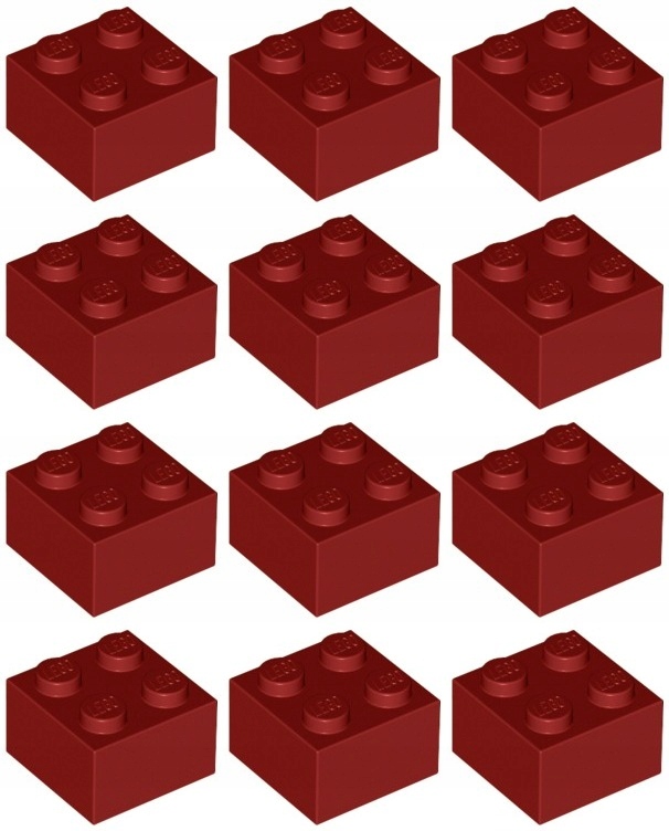 

Lego 3003 Klocek 2x2 czerwony ciemny (15g) 12 szt.