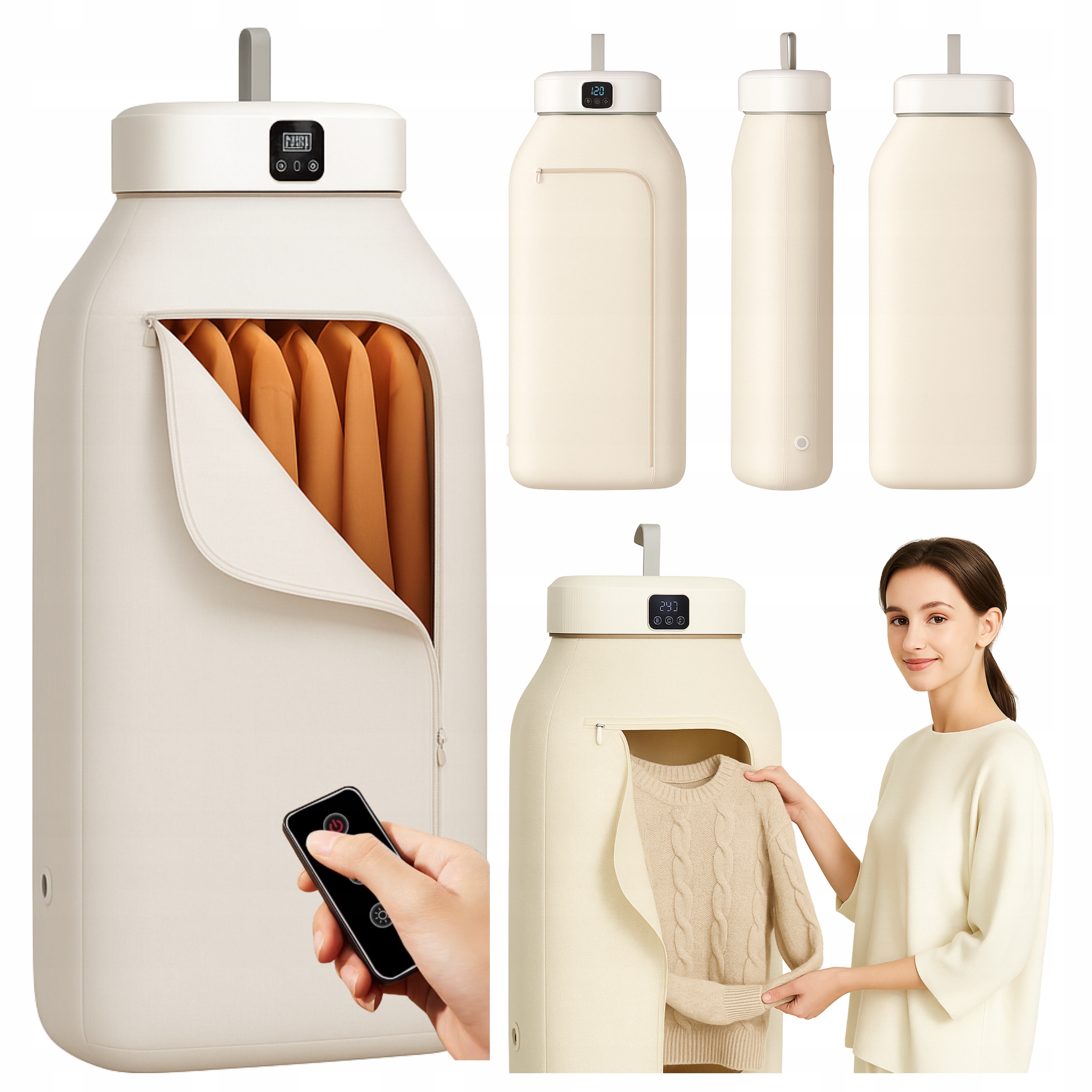 Levně Sušák na oblečení Přenosná Elektrická Inteligentní Časovač Háček 600 W Dálkové ovládání