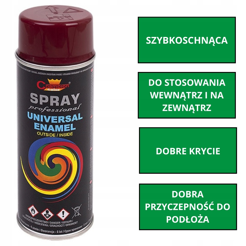 Farba uniwersalna Spray Champion 400 ml RAL 3005 EAN (GTIN) 5905179471413