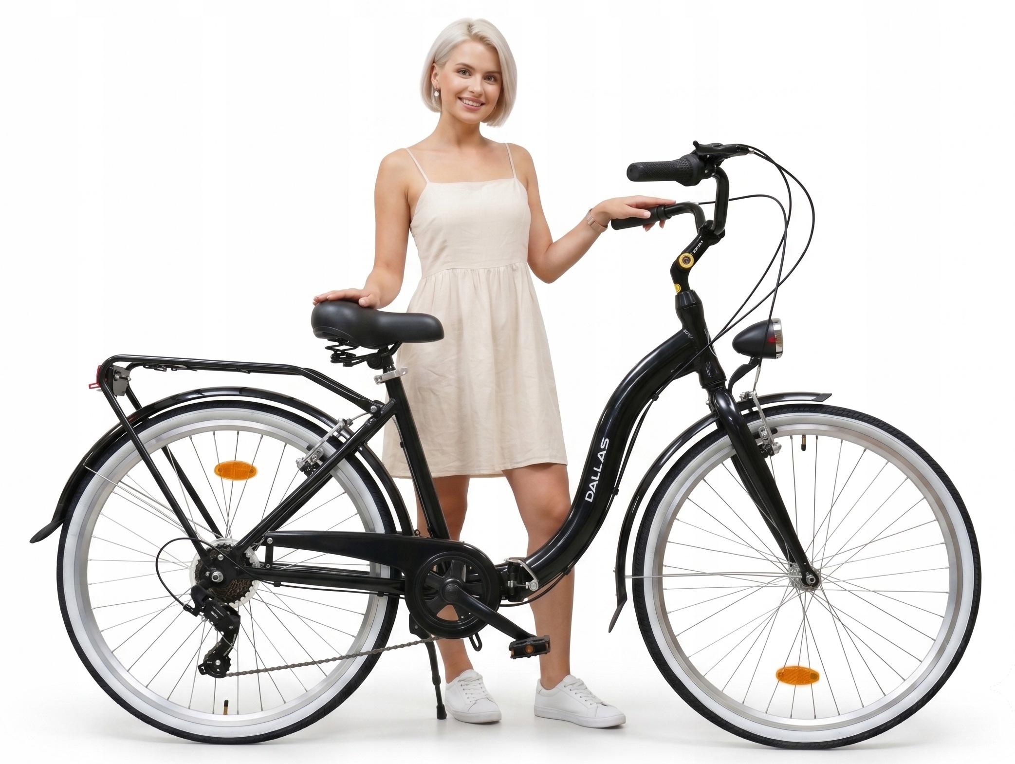 Dallas 28" Rower Składany Lekki, Alu, Czarny, 7 Biegów Oszczędność Miejsca