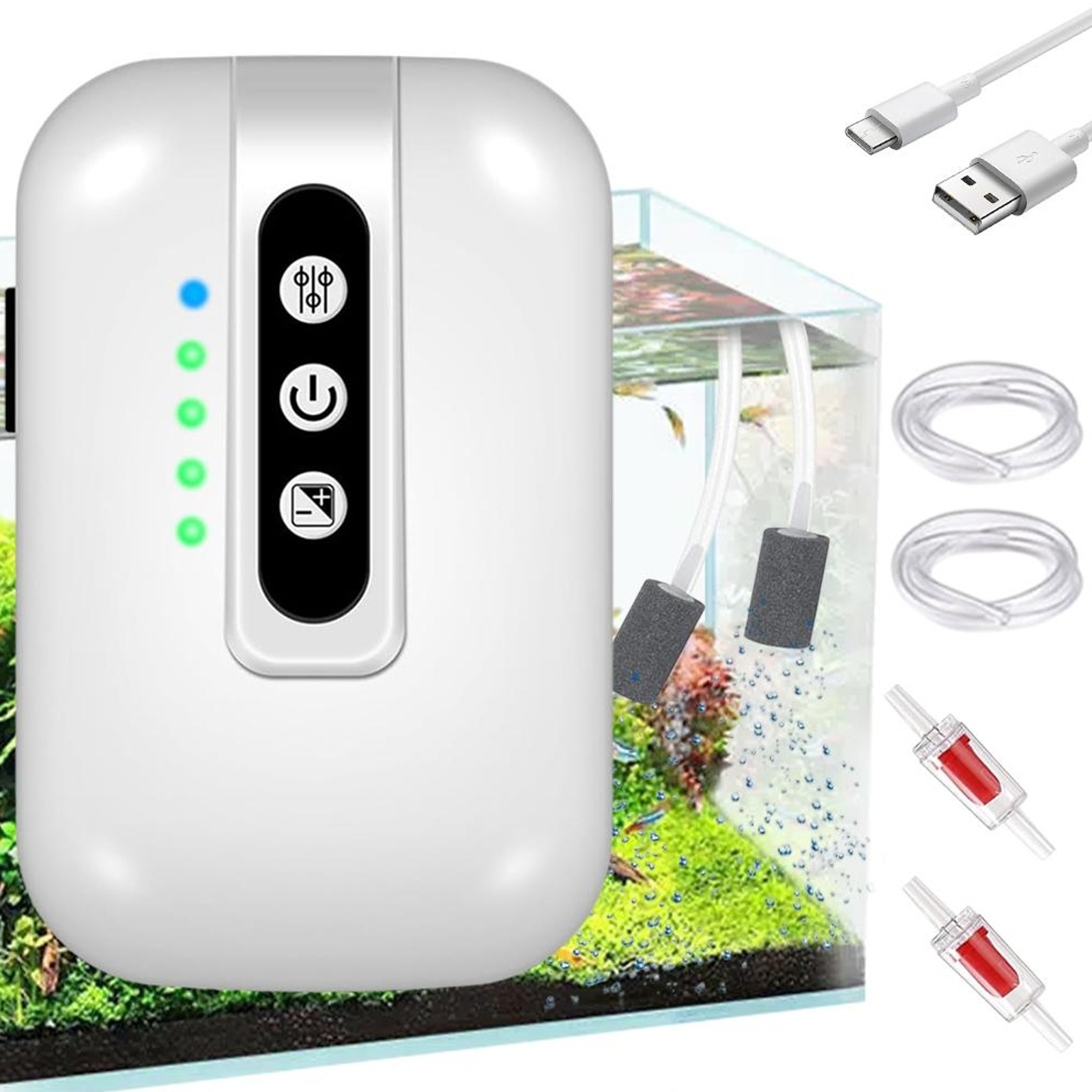 Levně Provzdušňovač Do Akvária Bílý 12X4X8 CM, Gumové Antivibrační Podložky