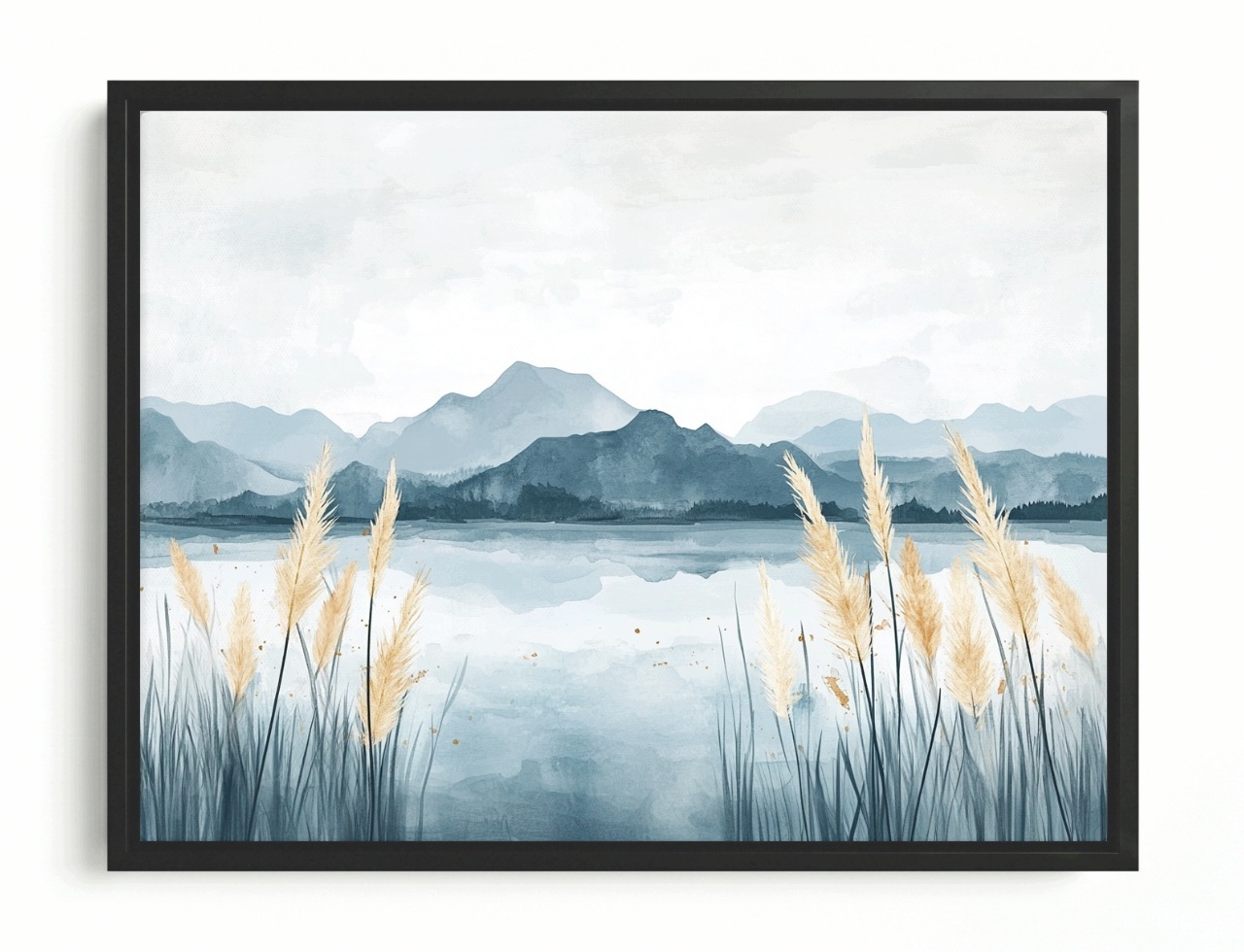 Obraz Rám Americký Box Krajina Příroda Krajina Hory Jezero Třtina 80x60