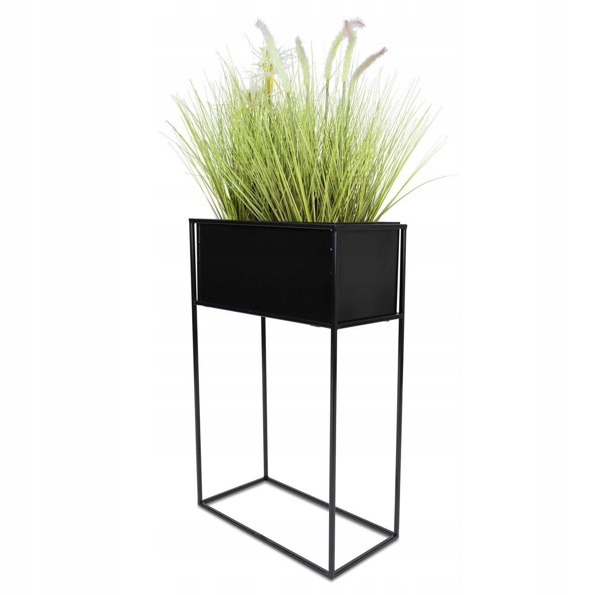 Stojanový květináč, černý, 70 cm, moderní