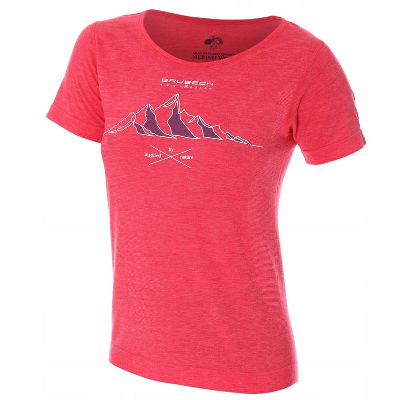 SS12720 Koszulka damska z krótkim rękawem OUTDOOR WOOL malinowy M - KOZICA