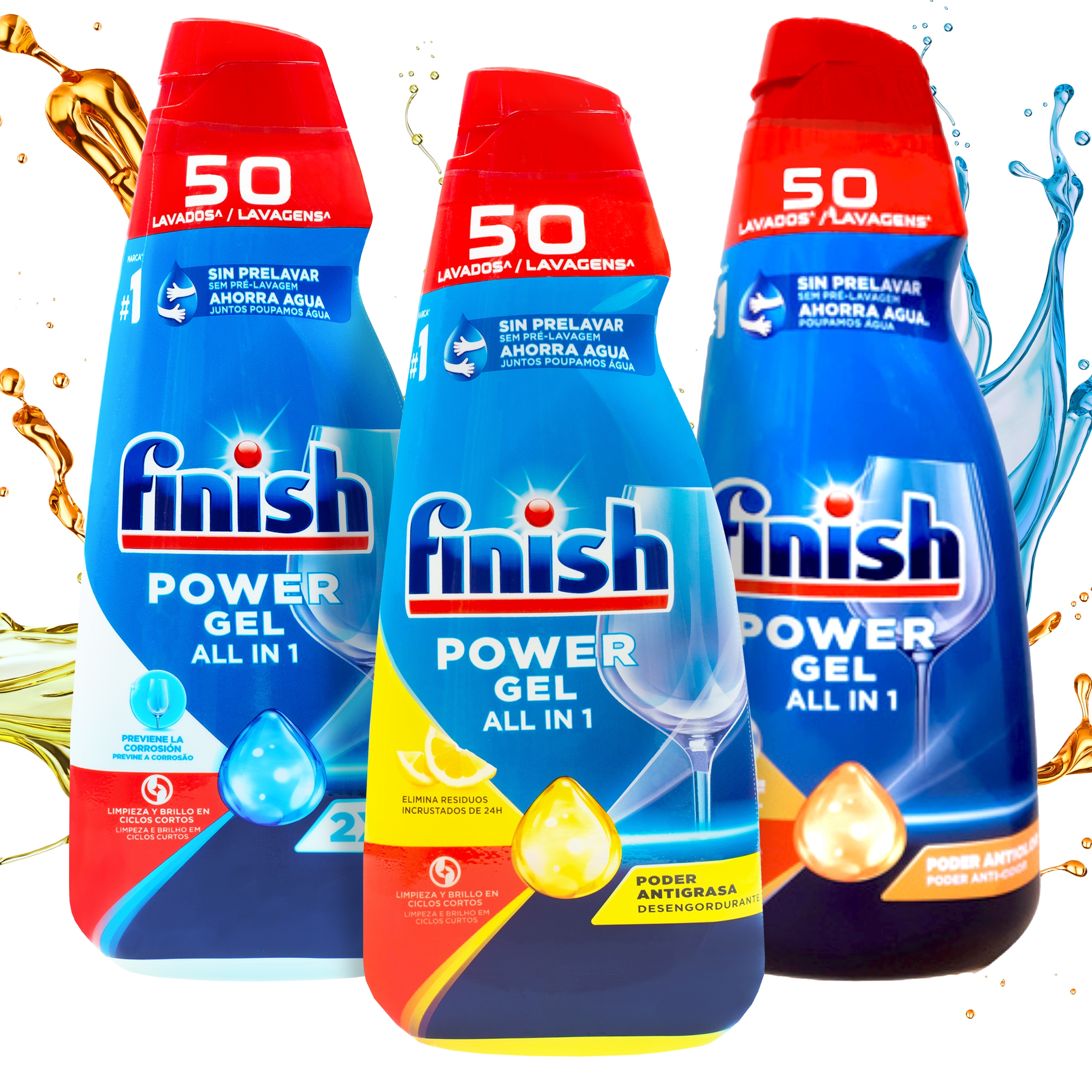 Levně 3x Finish Gel all in one (vše v jednom) do myčky nádobí 3x 1L Mix Vůně