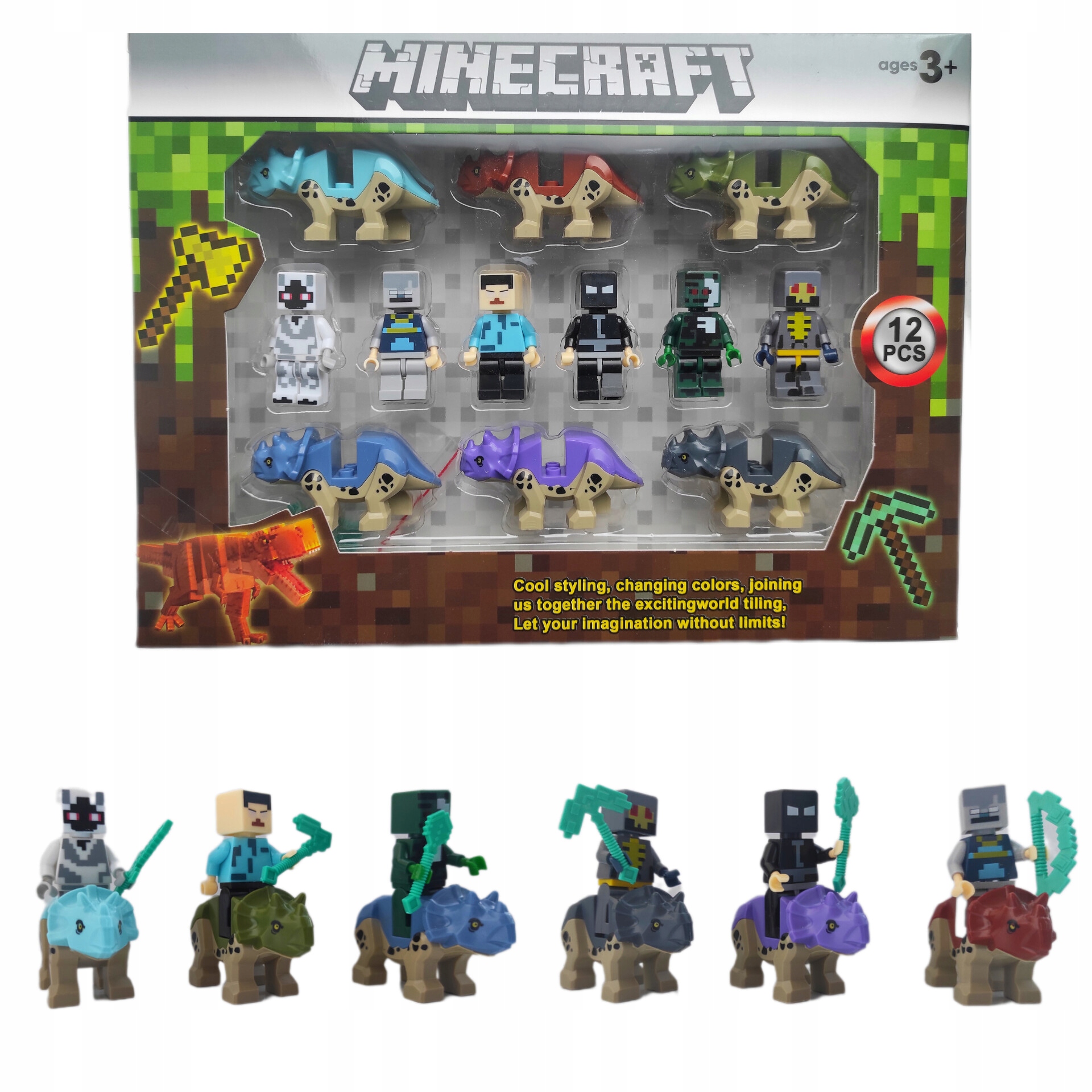 

Minecraft Figurki Dinozaury 12 Sztuk Akcesoria
