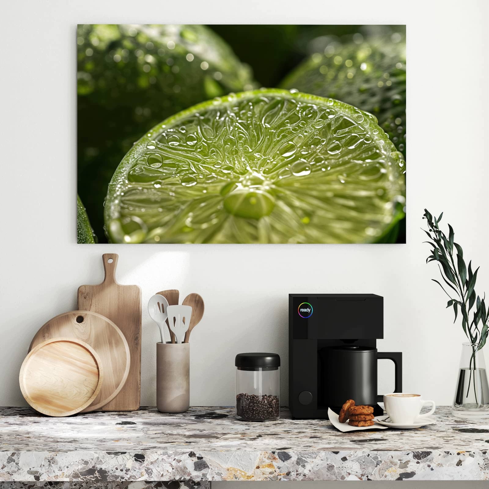 Magnetická tabule Limetky Kapky vody 90 × 60 cm