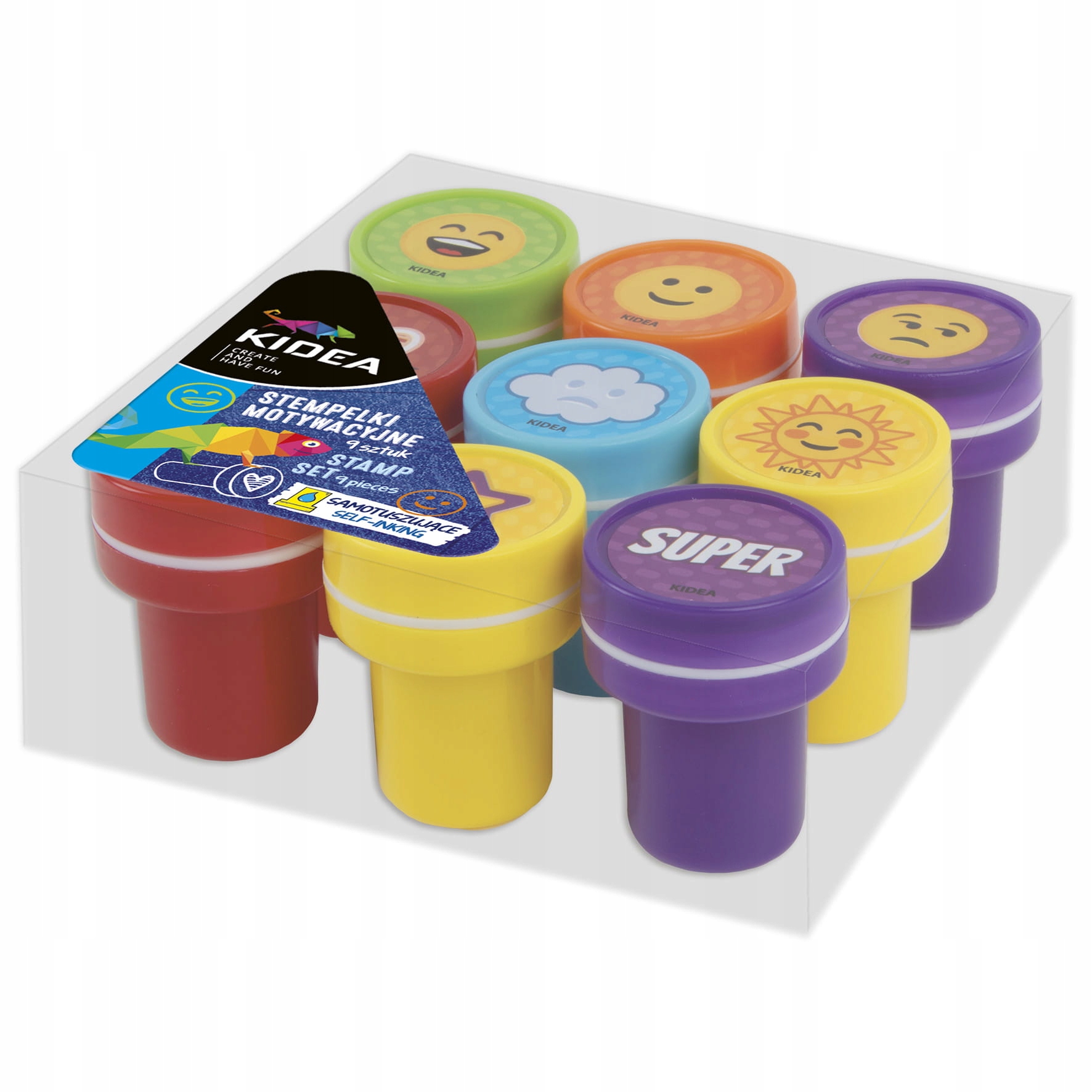 KIDEA STEMPELKI PIECZĄTKI MOTYWACYJNE BUŹKI 9 szt Stan opakowania oryginalne