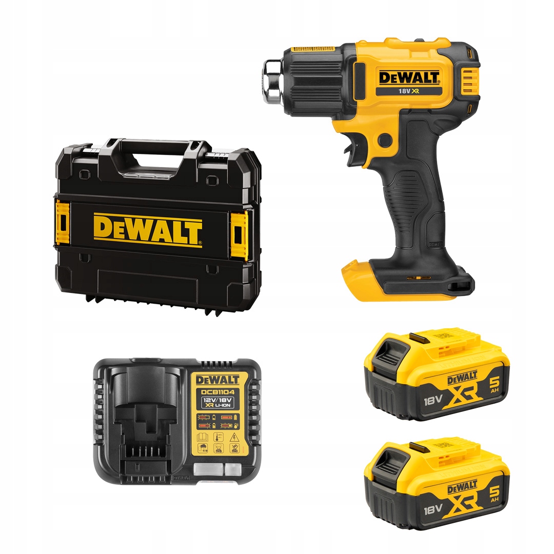Horkovzdušná Pistole DeWALT DCE530P2 Xr 18V 2x5Ah 290/530°C kufr