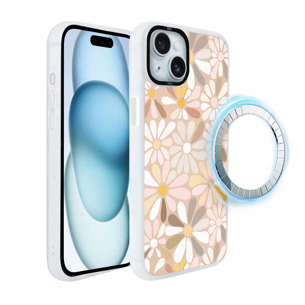 Matný Pouzdro Ibizu DropGuard pro iPhone 15 s MagSafe, vintage květiny