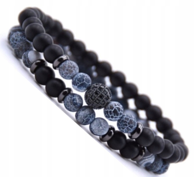 BRANSOLETKA MĘSKA ZESTAW 2W1 KAMIEŃ AGAT