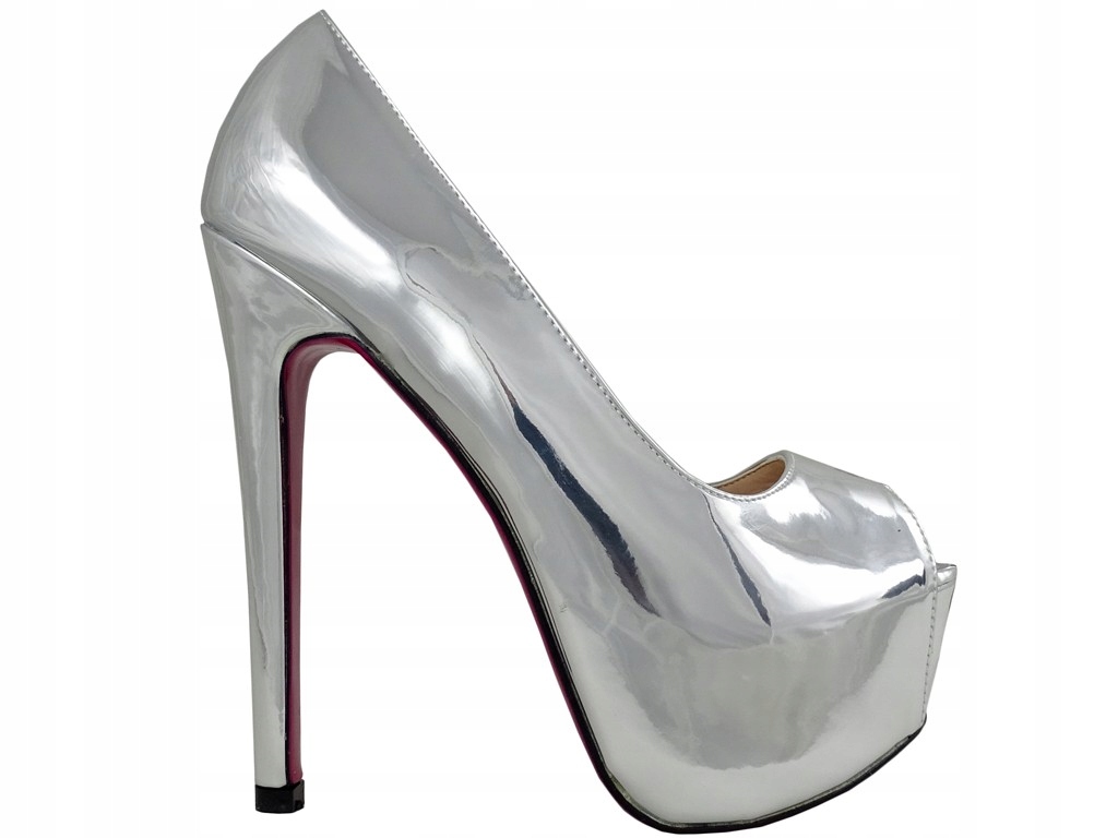 Stříbrné zrcadlové špendlíky na platformě prst 36