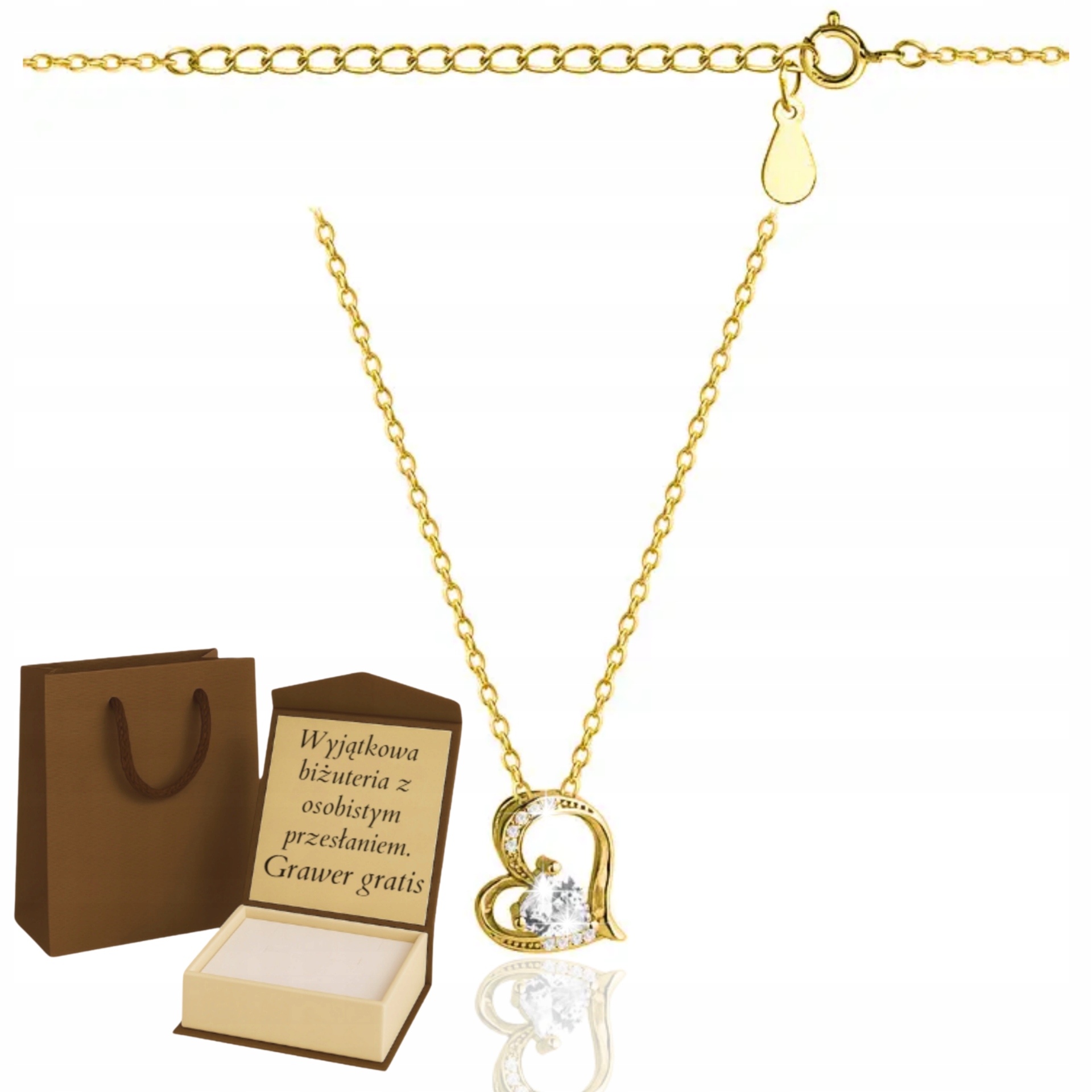 Dámský Řetízek Pro Ni Anker Zirkony srdíčko, pár 585 925, Gravírování