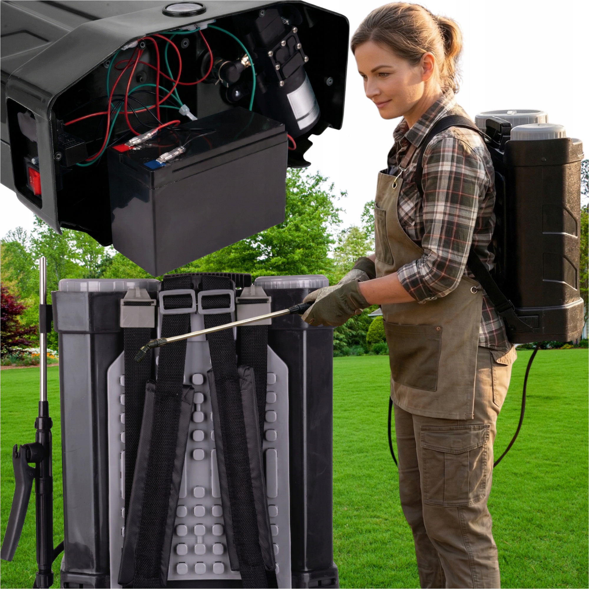 Akumulátorový Tlakový Postřikovač Na Záda S Koncovkami A Příslušenstvím