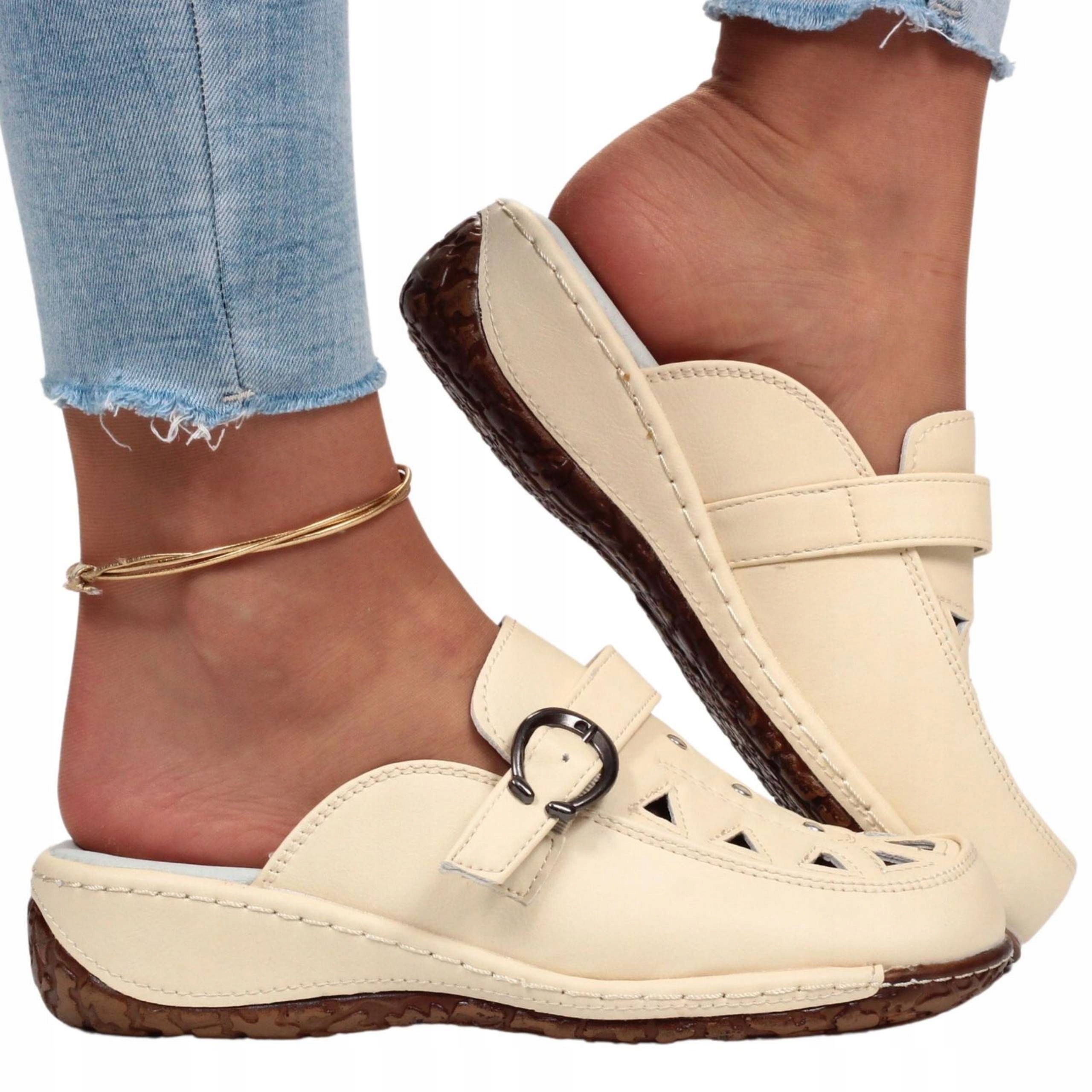 Ortopedické Nazouváky Dámské Lehké Šité Kožené široké pohodlné nazouvací 37