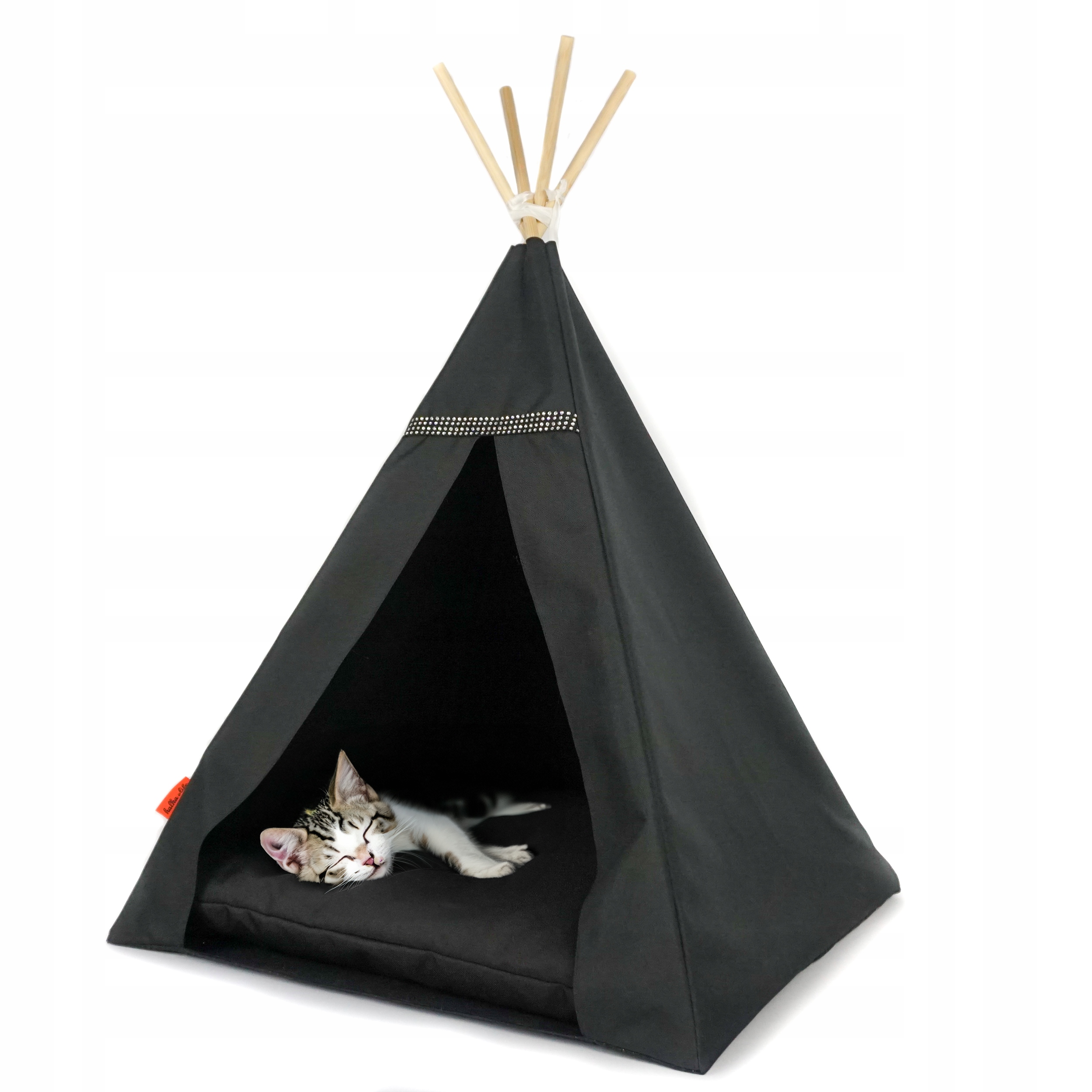 Domek dla kota, namiot dla małego psa, tipi dla kota, 55 cm x 55 cm, czarny