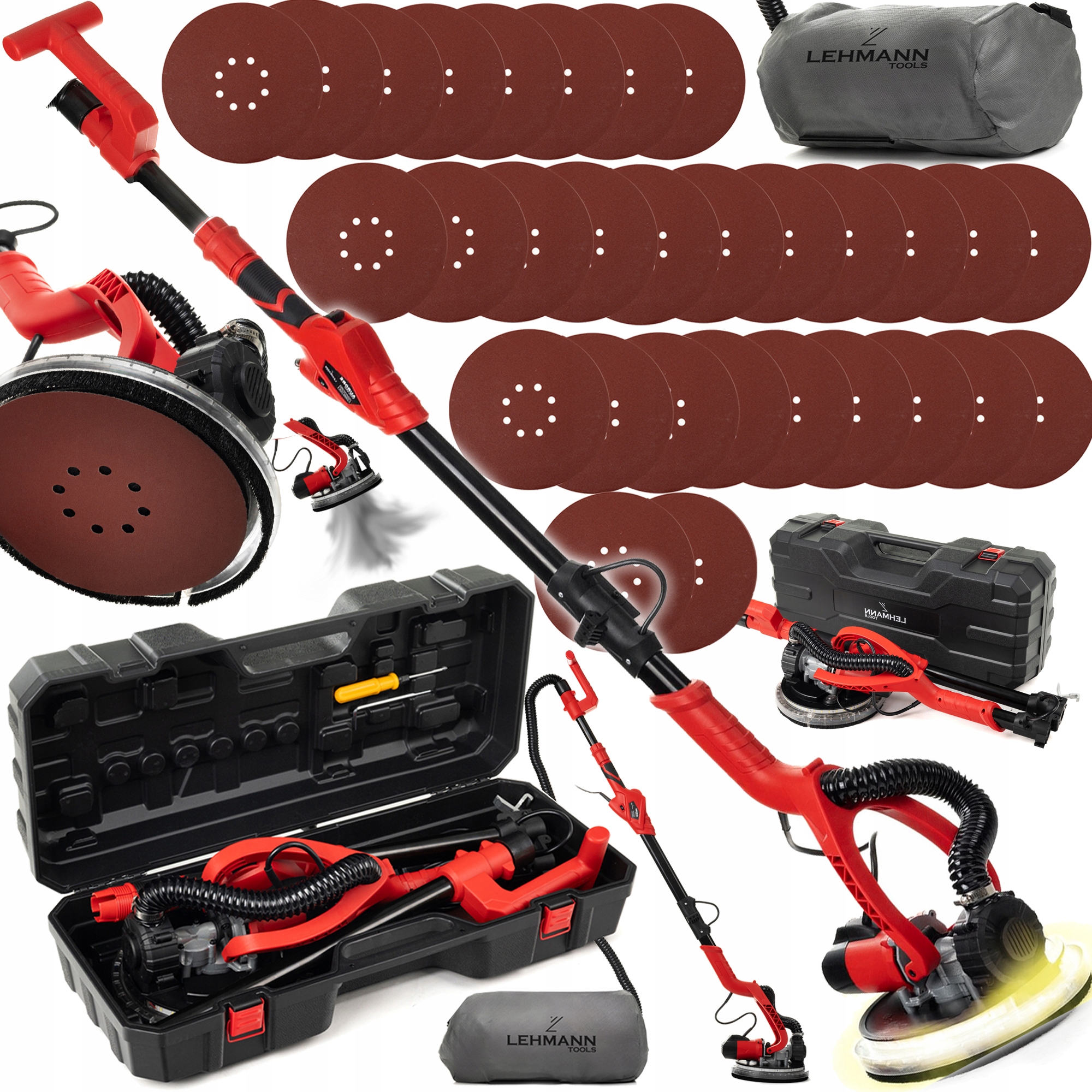 Szlifierka Do Gipsu Żyrafa Gładzi Tynków Led Z Odsysem Papier Walizka Worek