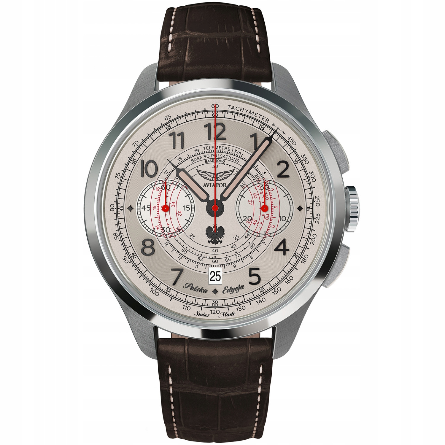 Pánské Pánské Hodinky Aviator V.4.40.0.351.4 Pl s hnědým řemínkem