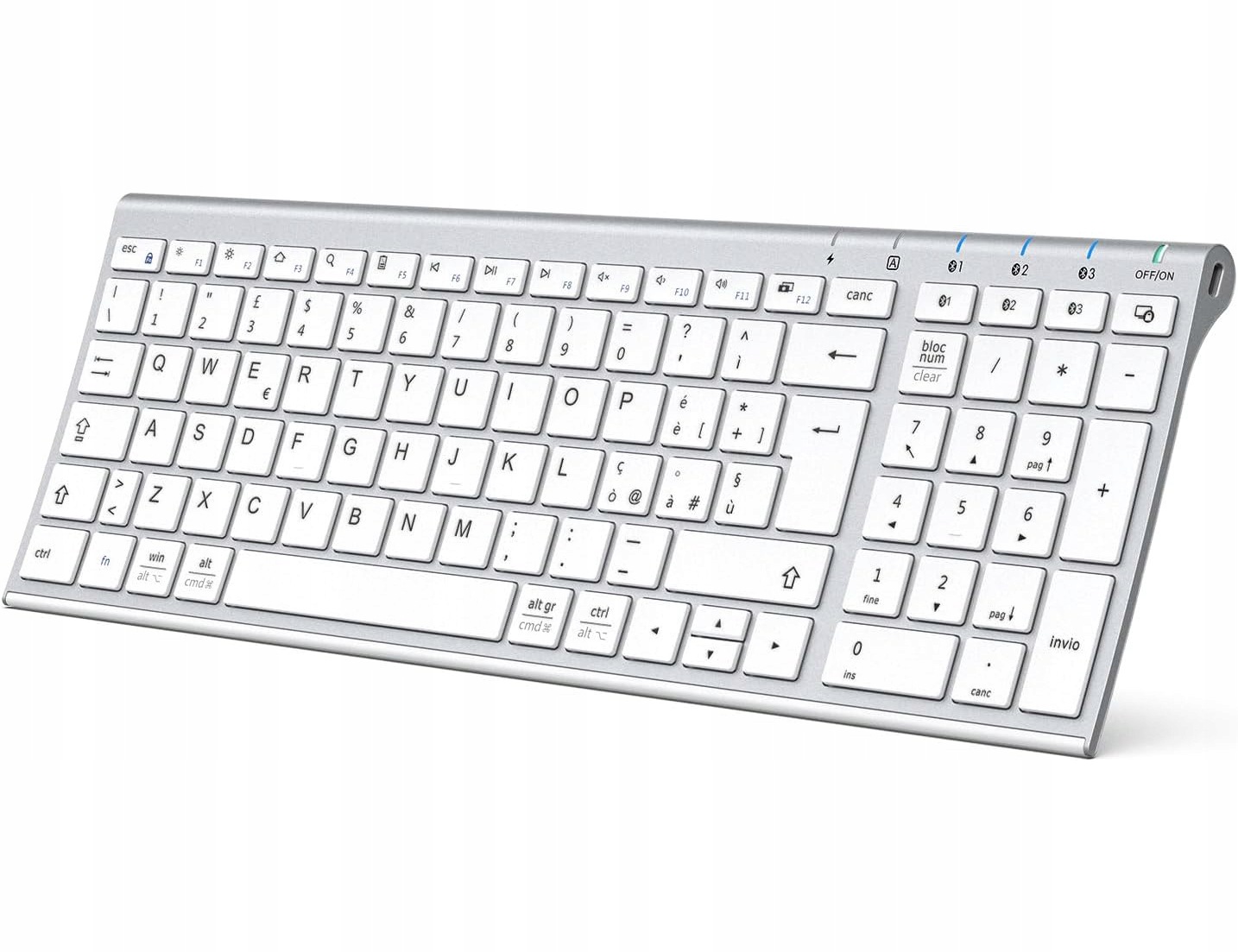 Klávesnica Bluetooth 5.1 multi-device, ergonomická, numerická Qwerty (pl)
