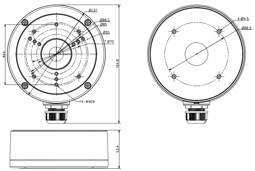 PUSZKA MONTAŻOWA ADAPTER HIKVISION DS-1280ZJ-S Model DS-1280ZJ-S