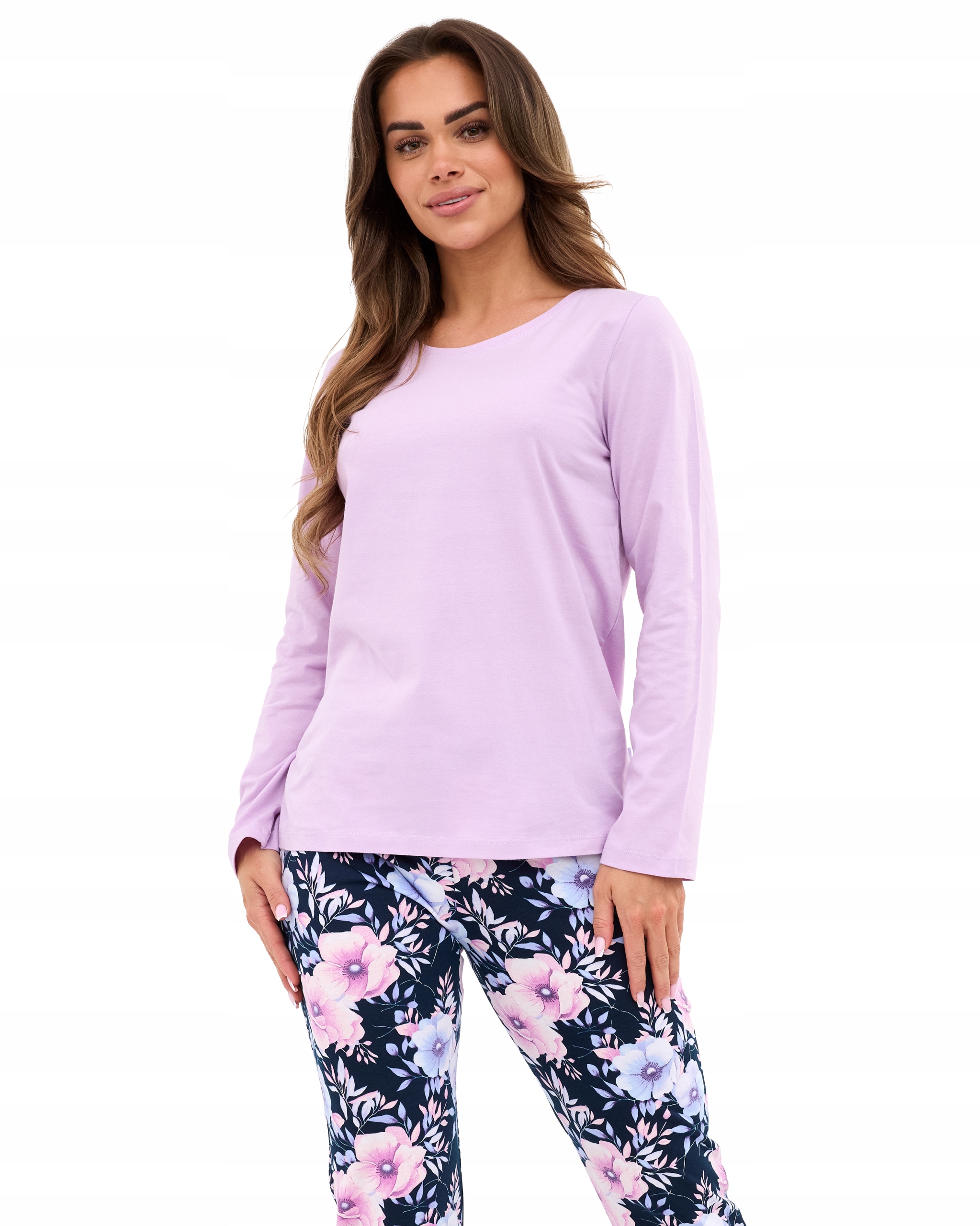 Piżama damska Cornette 145/462 Natalie r. L (40) kwiaty bawełna liliowa